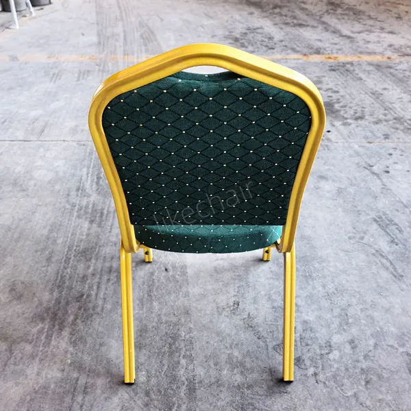 Stackable Banquet Chairs Golden Steel Frame Diamond Dot Fabric Cushion for Hotel Wedding Event photo-5