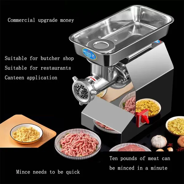 Mo-Qdmech Stainless Steel Meat Grinder RL0211 180Kg/h Electric Mincer Sausage Stuffer Machine for Kitchen