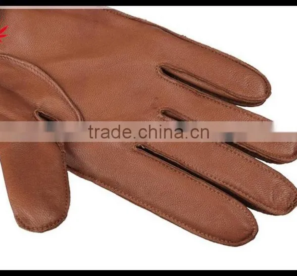 2016 Hot Selling Womens Genuine Leather Gloves With Creamy-white Knitted Wrist photo-3