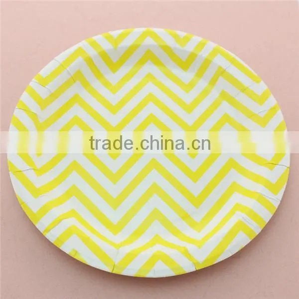 Party Products Supply 9 Inch Chevron Paper Plate Paper Dish 6 Colours photo-3