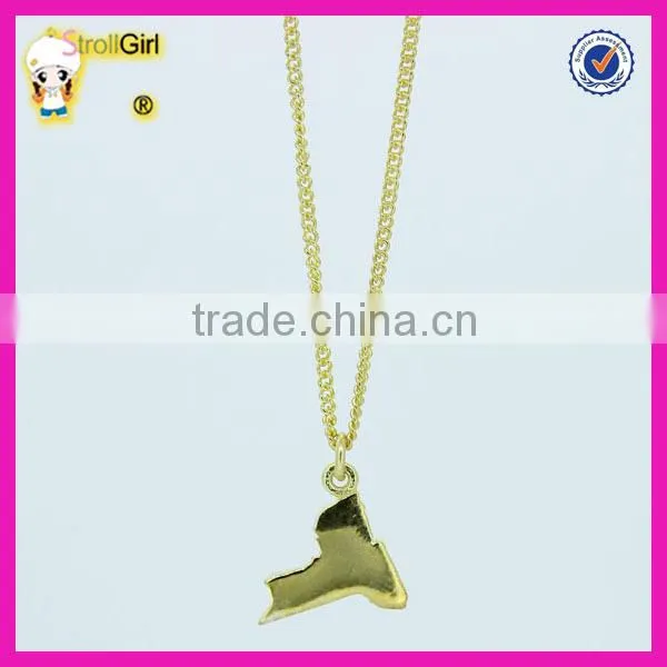 Custom Wholesale 925 Sterling Silver Map Design 14K Gold Necklace photo-2