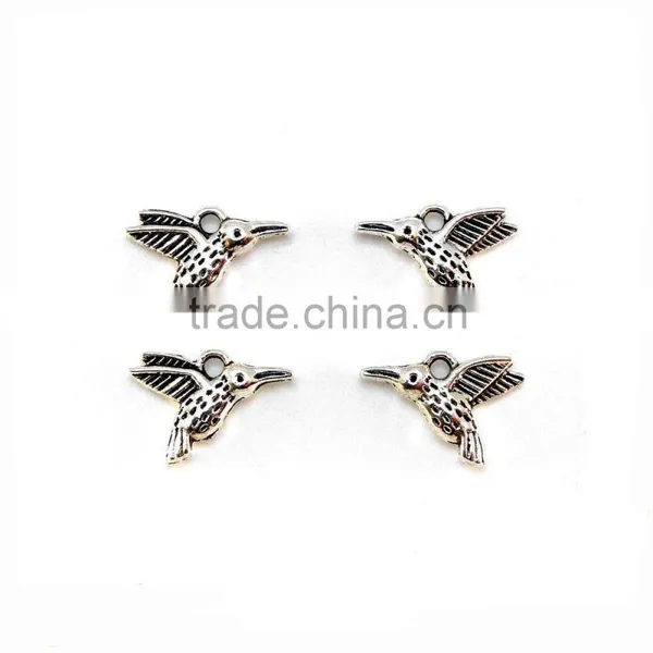 Antique Silver Flying Hummingbird Charms
