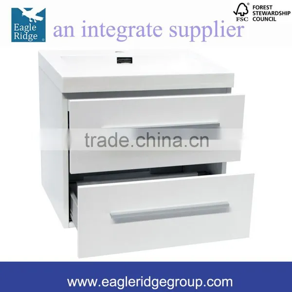 2-Drawers Vanity, Wall Hung Vanity, White Bathroom Vanity K600W photo-2