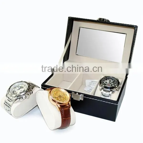 Custom 3 Slots Wooden Mens Watch Boxes With Window.
