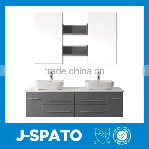 2016 Solid Wooden Double Basin Vanity Bathroom Modern PVC Cabinets JS-C008 photo-2