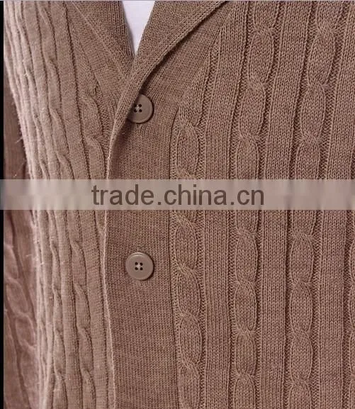 Long Sleeve Button Cable Knit Cardigan Man Sweater photo-2