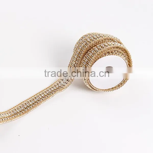 Gold Color Rhinestone and Alloy Cup Chain With Hot Fix Tape photo-2