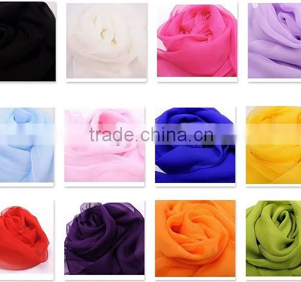 100% Silk Pure Color Long Silk Scarves photo-4