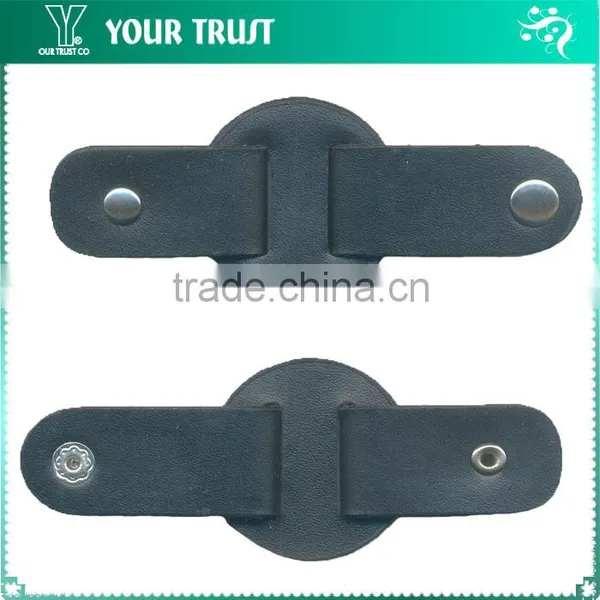 Black Leather Gunmetal Alloy Metal Buckle Coat Leather Toggle Buttons photo-6
