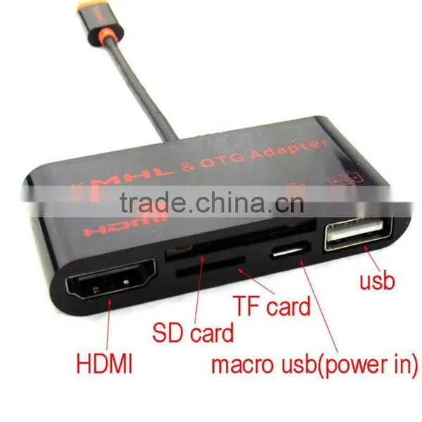 Micro USB OTG Sd Tf HUB Card Reader MHL to Hdm i Hdtv Adapter Connection Kit for Samsung Galaxy S5 S3 S4 Note2 Note3 Note4 photo-4