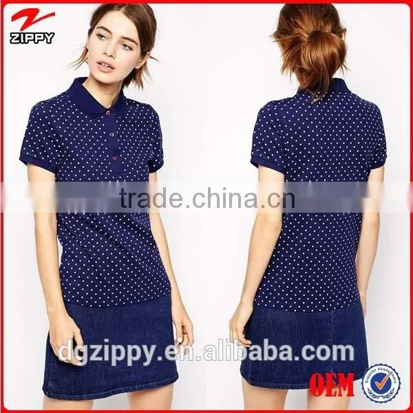 2015 new arrival cotton pique fabric ploka dot custom polo shirt design