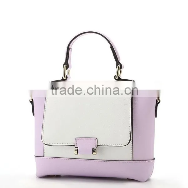 Fake Leather Contrast Color Ladies Hand Bag photo-5