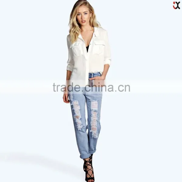 Boyfriend Slim Fit Split Leg Jeans (JXA019)