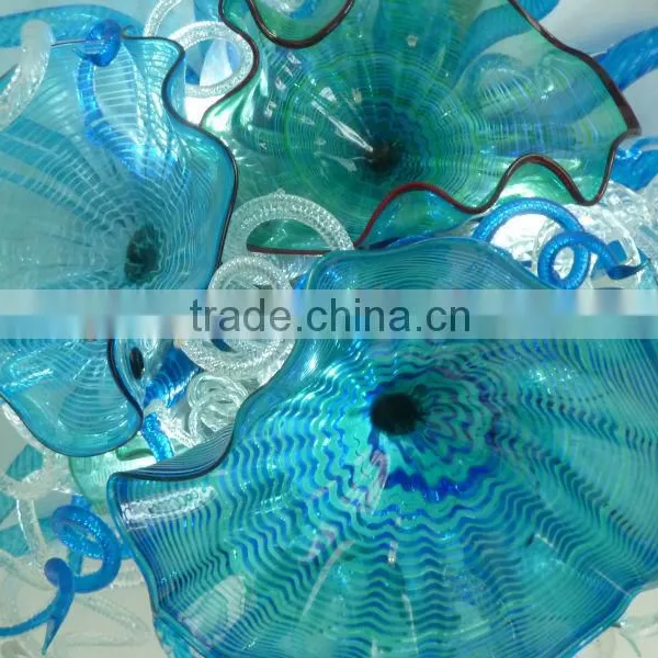 Hot Selling Hand Blown Art Blue Color Chihuly Style Murano Glass Ceiling Chandelier photo-2