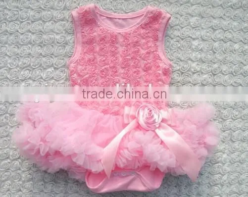Pink Super Nice Summer Infant Dress Rose Flower Summer Infant Dress photo-4