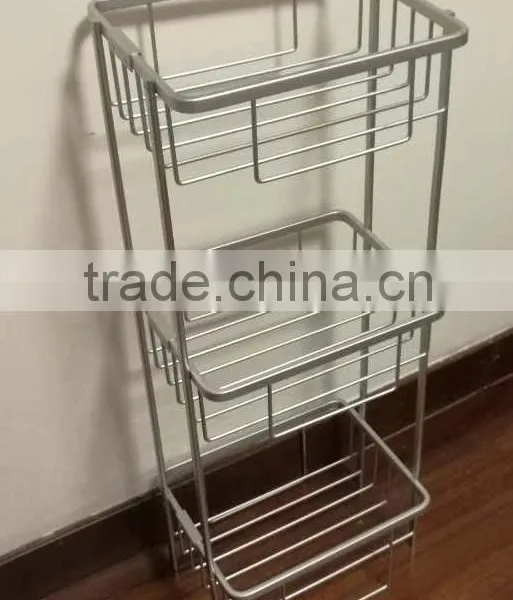 Tension Shower Caddy and Tension Pole Caddy and Bamboo Corner Caddy and Aluminium Bath Corner Rack, 3 Tiers Corner Shelf photo-2