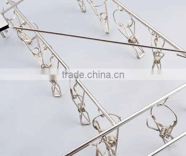 Clips Durable Fold Hanging Laundry Stainless Steel Clothes Drying Rack Hanger photo-3