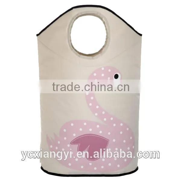 Foldable Girl Style Cartoon Canvas Storage Basket Hamper for Dirty Clothes