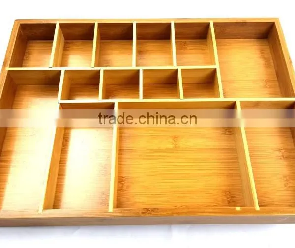 BH012 Rmovable Bamboo Adjustable Cutlery Drawer Organizer photo-3