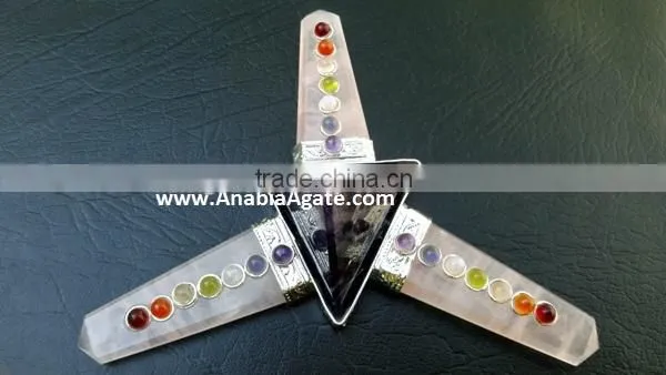 Rose Quartz Flat Stick Chakra Gemstone Energy Generator : Gemstone Amethyst Tetrahedron photo-2