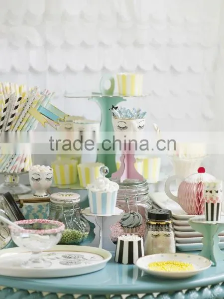 3 Tier Round Cake Cupcake Stand Cake Stand Green With Gold Line Birthday Wedding Party Display photo-2