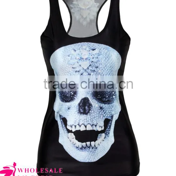 Black Scary Ladies Skull Snake 3D Printed Tank Top BX121 Tank Top Women photo-3
