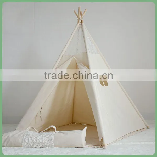 Wholesale Low MOQ Plain Calico Lace Indoor Kids Teepee photo-2