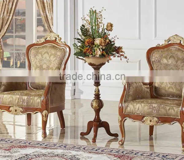 Antique Classic Palace Leisure Chair, Luxury Gold Painting Armed Chair, Carved Wooden Living Room Furniture photo-2