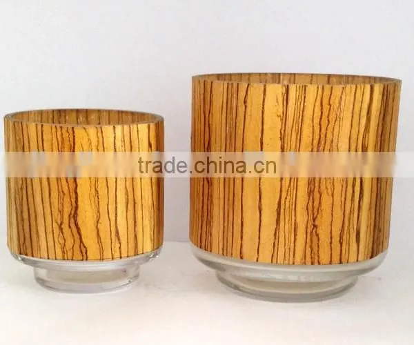 Creative Christmas Wood Grain Design Glass Candle Container Candle Glass Jar photo-3