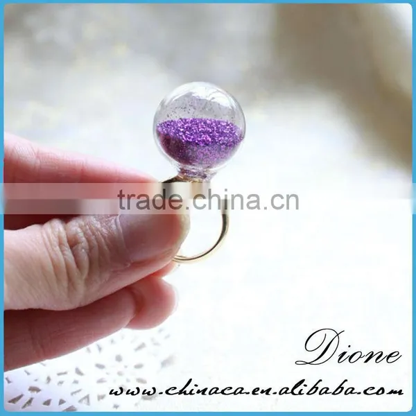 DIY Handmake Real Dried Flower Clear Glass Globe Ring photo-2