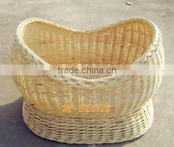 Hand Made White Baby Wicker Basket photo-4