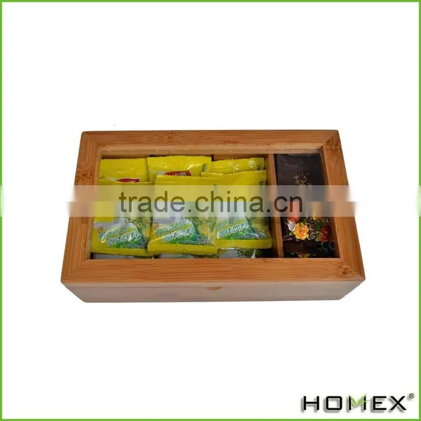 Hot Selling House Bamboo Tea Box Organizer With 8 Storage Compartments and Slide Out Drawer for Tea Accessories/Homex_Factory photo-2