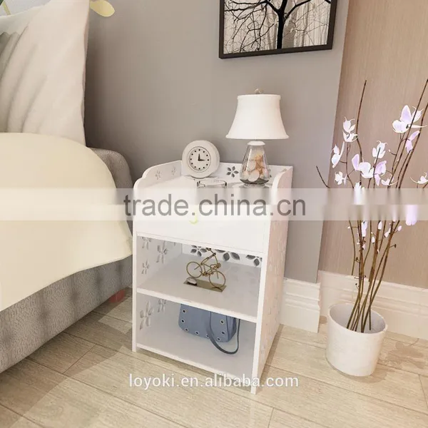 New Modern Simple High Gloss Jane European Style Storage Cabinet With a Drawer , White Carved Night Stand, Bedside Table photo-2