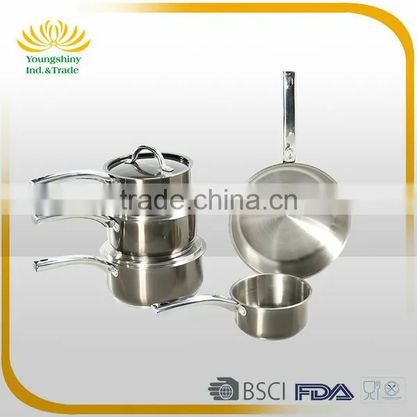 5pc Saucepan Stainless Steel Cookware Set With Lids