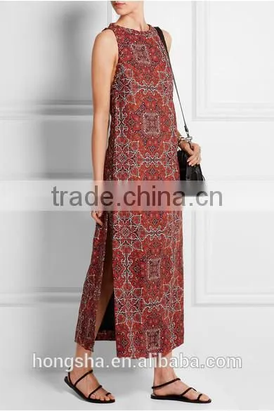 Fashion Sleeveless Vintage Boho Dress Latest Women Linen Dress HSD6672 photo-3