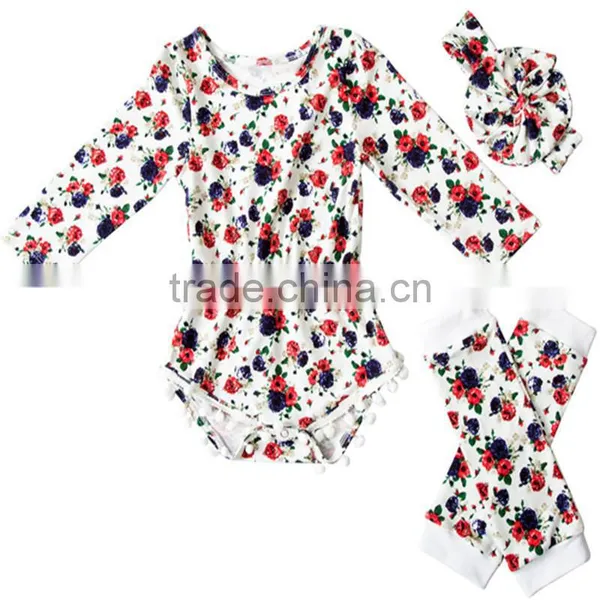 2017 New Arrival Baby Girl Floral Printed 100%cotton Romper photo-4