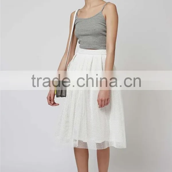 Latest Fashion 2016 Ball Gown Summer Skirt Airtex Prom Midi Skirt White Mesh Skirts Wholesale photo-2
