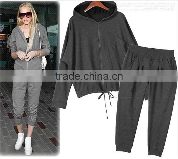 Wholesale Fashion Leisure Clothing Set Sports Wear Hoodies With Zippers for Women photo-2