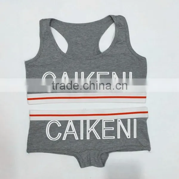 Custom Your Own Brand Logo Design Elastic Band Bra Bikini Lady Briefs Women 95%Cotton 5%Spandex Bralette Sport Crop Tank Top photo-5