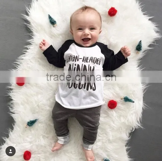 Wholesale Children's Boutique Clothing Long Sleeve Contrast Color T-shirt With Letter Printing 2016 Autumn Kid Clothes photo-2