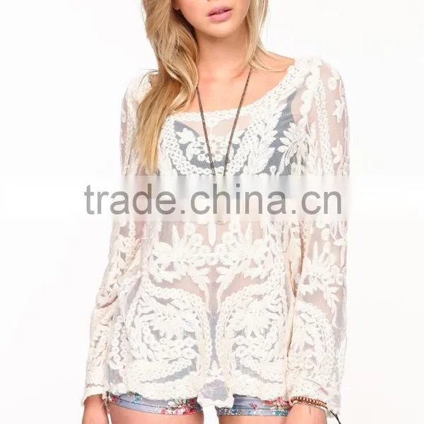 Latest Summer Lace Blouse Fashion Blouses for Middle Aged Women photo-2