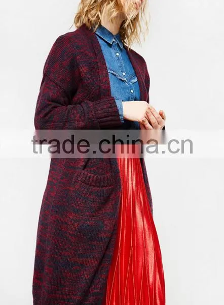 Women's Long Tunic Wrap Around Mixed Wool Cardigan Sweater With Wholesale Price photo-3