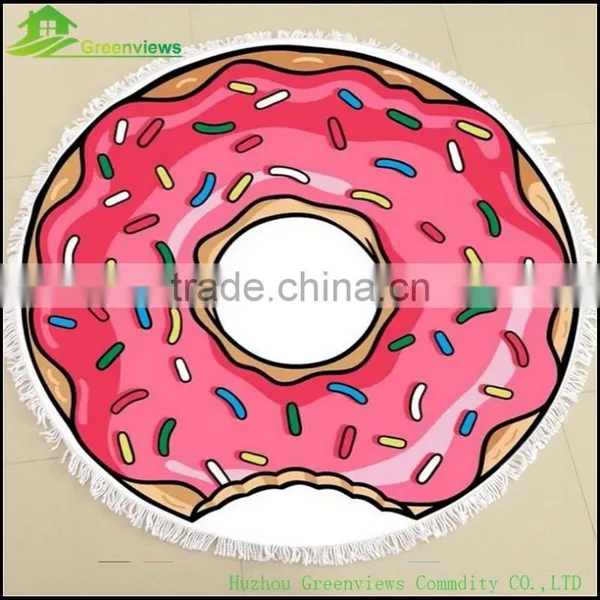 Custom Reactive Photo Printed Circle Microfiber Beach Towel Custom Round Towel Donut Beach Towel photo-2