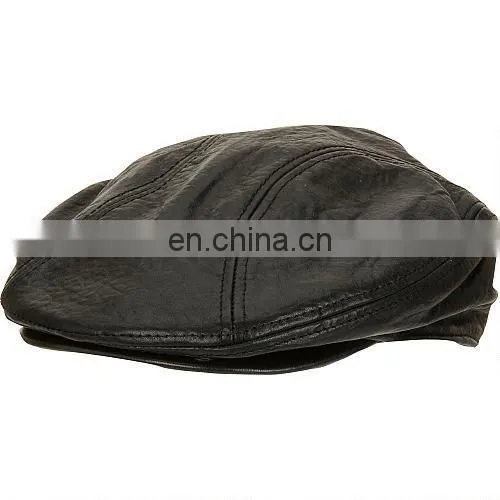 LEATHER GOLF CAP BLACK DRIVING HATS photo-2