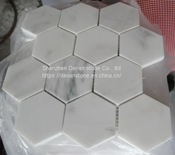 Oriental White Hexagon Marble Mosaic Floor Tiles Backsplash Mosaic photo-3