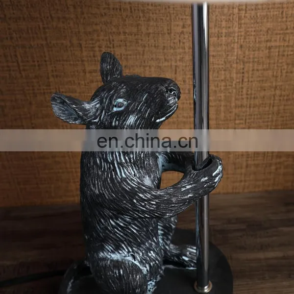 New Design Cute Animal Mouse Shape Hotel Retro Bedside Lights With Linen Lampshade photo-6