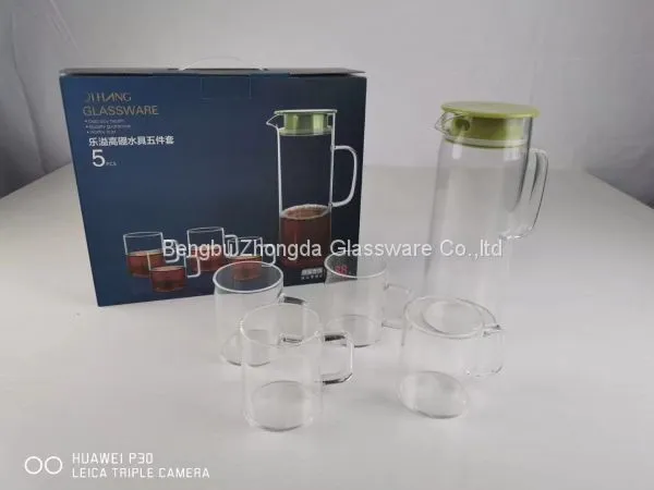High Borosilicate Glass Filtering Teapot With 4pcs Tea Cups Glass Drinking Set