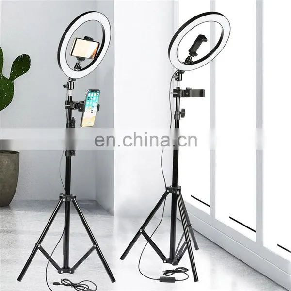 Portable Dimmable Lighting Changeable Beauty Makeup Selfie Video Cell Phone LED 14 Inch Ring Light 2M Tripod Stand photo-3