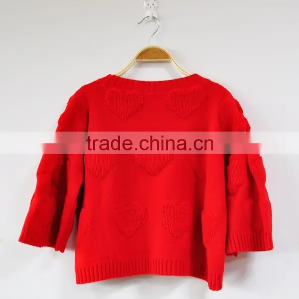 Short Sleeves Sweater Cashmere Pure Red Girls Knit Sweaters photo-2