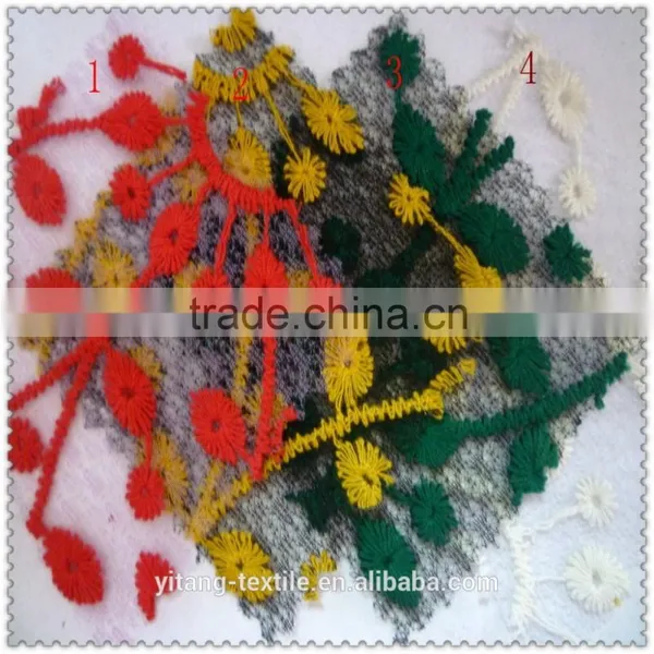 Yellow Sunflower Embroidered Lace Fabric photo-3